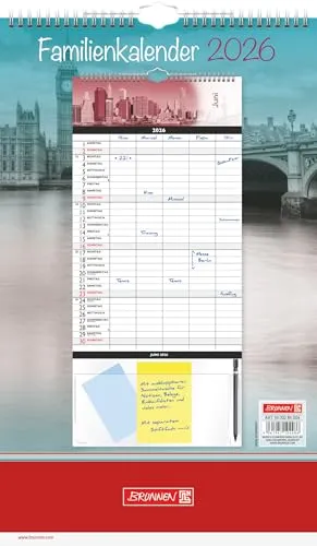 BRUNNEN Familienkalender 2026 „Big City“ | 250×415 mm