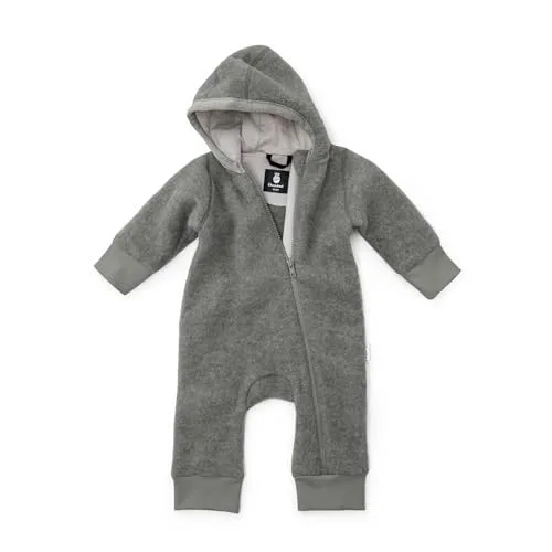 Ehrenkind® Fleeceoverall aus 100% Bio-Merinowolle, Grau 50/56 - Kuscheliger Fleeceoverall aus nachhaltiger Merinowolle, atmungsaktiv und ideal für kalte Tage. Mit praktischem Reißverschluss für einfaches An- und Ausziehen – perfekt für kleine Entdecker!
