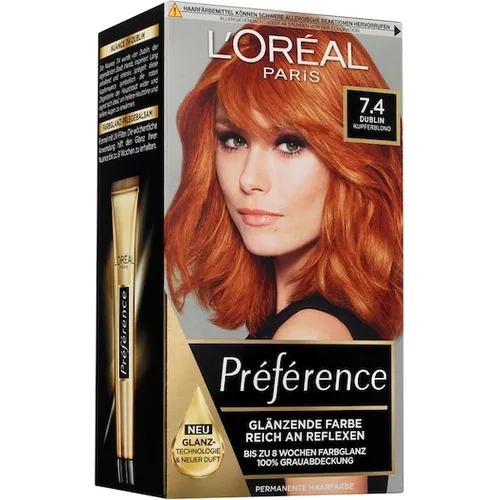 L'Oréal Paris Permanente Haarfarbe 7.4 Kupferblond - 3er Set - Haarfarben Set für permanente 100% Grauabdeckung, inkl. Farbglanz-Pflegebalsam mit UV-Filter für bis zu 8 Wochen strahlende Farben.