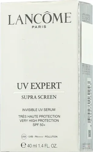 LANCÔME UV Expert Supra Screen SPF 50 Sonnencreme 40 ml - Hochwirksames Sonnenschutzmittel mit SPF 50+, das UV-Strahlen und Hautalterung bekämpft. Ultra-leichtes, schnell einziehendes Fluid für alle Hauttöne, ohne Rückstände.