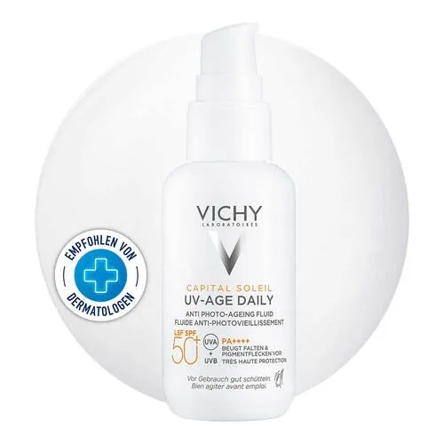 Vichy Capital Soleil UV-Age Daily LSF 50+ Sonnenfluid - Hochwirksamer UV-Schutz mit Anti-Aging-Effekt, ideal für empfindliche Haut und als Make-up-Basis (40 ml)