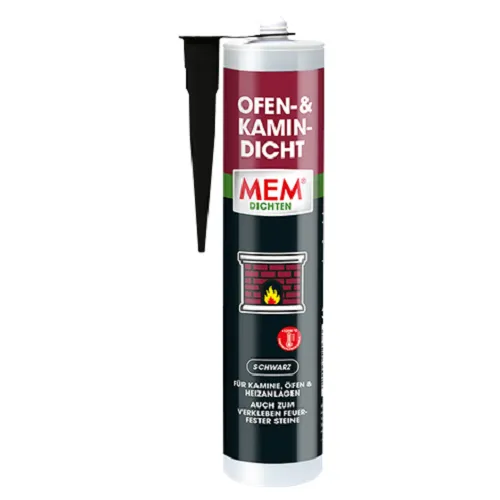 MEM Dichtmasse Ofen- und Kamindicht 310ml - Hochtemperaturbeständige Dichtungsmasse für Kamine und Öfen, hitzebeständig bis 1200 °C, ideal für die Abdichtung von Nähten und Anschlussfugen.