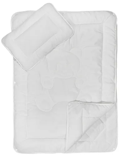 Kinderbetten Set 4-Jahreszeiten mit Bärchensteppung - Bettdecken für das Kinderzimmer, allergikergeeignet und pflegeleicht bei 95°, ideal für alle Jahreszeiten.