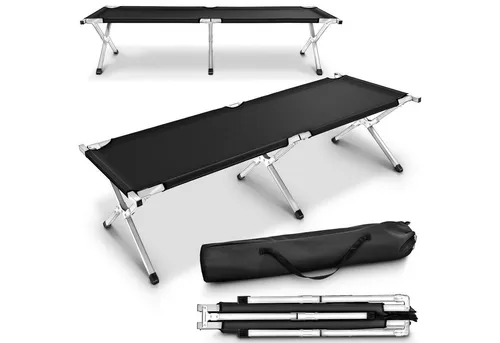 TRESKO Feldbett Feldbett Campingbett Bett Liege Gästebett Reisebett Klappbett Campingl XXL Campingbett 190 cm Feldbett Metallrohr - Belastbarkeit bis 150kg