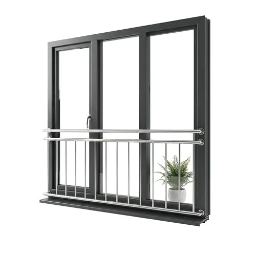 Mucola Brüstungsgeländer - Premium Edelstahl Geländer 184 cm - Treppen & Geländer – Hochwertiges V2A Edelstahl Geländer mit 2 Pfosten, ideal für Balkon und Fenster, bietet Sicherheit und Stil.