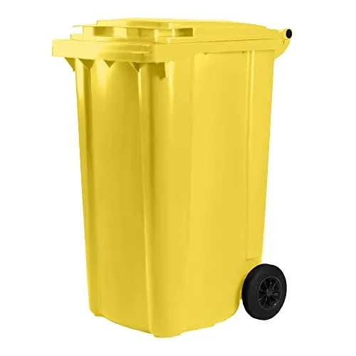 Bauer Mülltonne 240 Liter mit 2 Rädern - Mülltonne in Gelb, TÜV-zertifiziert und kompatibel mit deutschen Müllautos. Robuste Gummiräder und langlebiger HDPE-Kunststoff sorgen für einfache Handhabung und hohe Widerstandsfähigkeit.