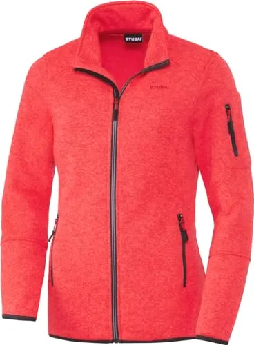 STUBAI Damen Strickfleecejacke, mit flauschigem Fleece auf der Innenseite, Übergangsjacke mit Reißverschluss, modische Damenbekleidung, Orange, Gr. 42