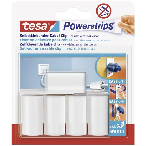 Tesa Kabelhalter 58035, Kabelbefestigung, selbstklebend, weiß, 5 Stück