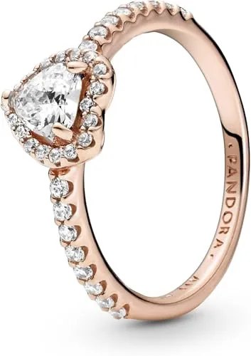 PANDORA Ring Rosé "funkelndes Herz" - Eleganter Damenring mit Zirkonia - Ringe für Damen: Funkelndes Herz Design, handveredelt, rosévergoldet und ideal für einen stilvollen Mixed-Metal-Look.