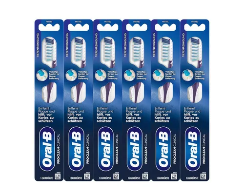 Oral B Pro Expert CrossAction Zahnbürste 35 mittel - 6er Pack - Handzahnbürsten für umfassende Zahnpflege mit CrossAction Borsten für gründliche Reinigung und Plaque-Entfernung.