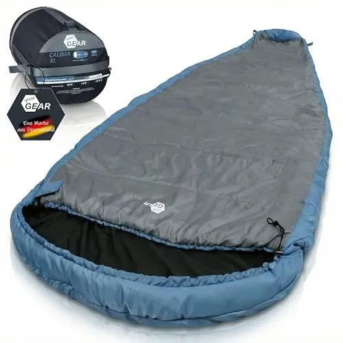 yourGEAR Calima XL Mumienschlafsack -10°C - Mumienschlafsack für Camping & Outdoor, extra breiter Schnitt (110 cm) für viel Bewegungsfreiheit, wasserabweisend und mit Kissenfach für optimalen Komfort.