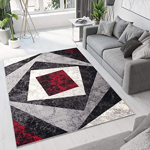 Tapiso Teppich, Rot, Textil, 220x300 cm, in verschiedenen Größen erhältlich, pflegeleicht, Teppiche & Böden, Teppiche