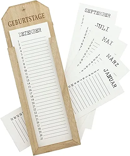 Frank Flechtwaren Memoboard - Holz Geburtstagskalender - Wandtafeln mit natürlicher Optik, flexibles Design und jahreszeitenunabhängige Monatskarten – der perfekte Begleiter, um keinen Geburtstag mehr zu vergessen!