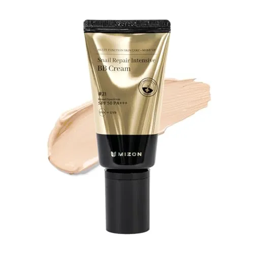 MIZON Snail Repair Intensive BB Cream SPF30+ Nr.21 - 50 ml - BB Cream mit Schneckenschleim-Extrakt, bietet intensive Pflege und UV-Schutz für einen strahlenden Teint.
