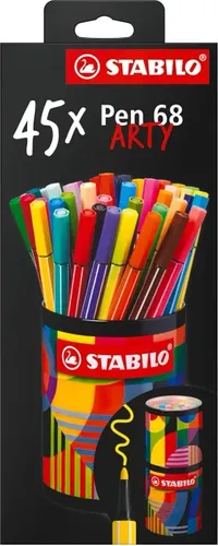 STABILO Pen 68 ARTY - 45er Metalldose, farbintensive Filzstifte mit 24 Stunden Austrocknungsschutz und brillanten Farben