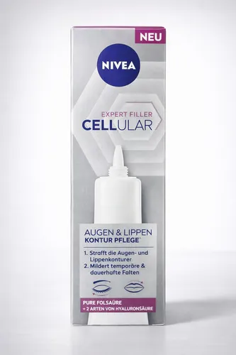 Nivea Expert Filler Cellular Augen & Lippen Kontur Pflege 15ml - Anti-Faltenprodukte für Damen, spendet intensive Feuchtigkeit und reduziert sichtbare Falten in der empfindlichen Augen- und Lippenpartie.