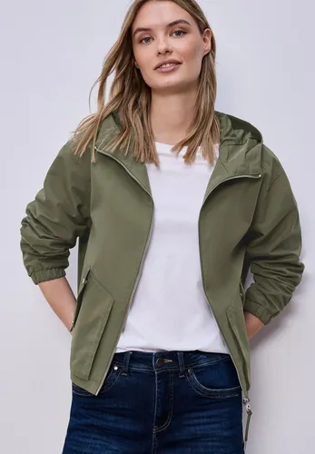 Street One Damen Kurze Jacke - Lässige kurze Jacke aus Baumwollmix mit Kapuze und Reißverschluss. Ideal für entspannte Freizeitlooks und vielseitig kombinierbar.
