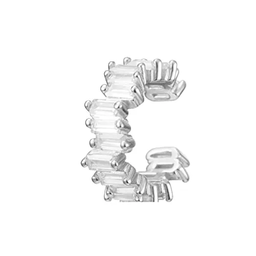 Brandlinger ® Ear Cuff Silber 925 (1 Stück). Ohrklemme mit weißem Zirkonia Stein. Schmuck Damen vergoldet mit 18 Karat (Silber und Gold) für Frauen und Mädchen. Durchmesser Ear Cuff 13mm.