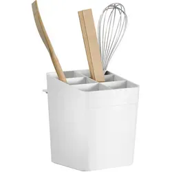 Tesa Küchenutensilienhalter 70045 - Utensilientöpfe aus robustem ABS-Kunststoff, mühelose Montage ohne Bohren, ideal für die saubere Aufbewahrung von Kochutensilien mit 6 Fächern.