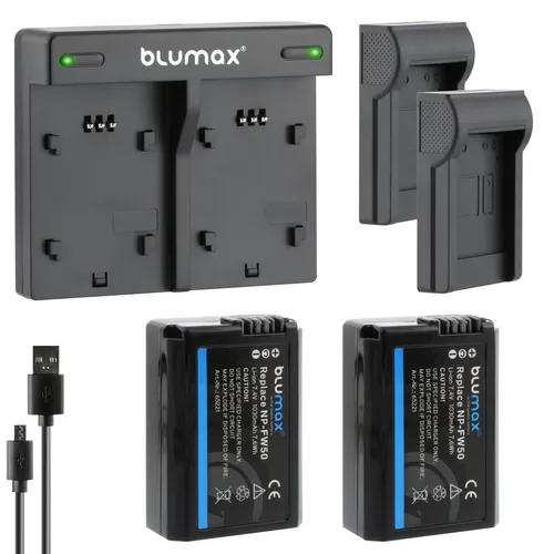 2x Akku + Lader für Sony NP-FW50 Alpha  6000 6500  7R II NEX 7 RX10 1030 mAh