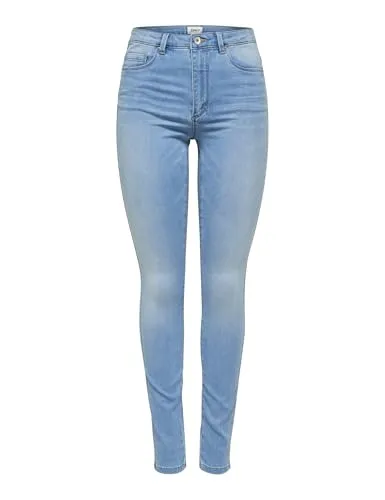 ONLY Damen Onlroyal Hw Sk Jeans Bb Bj13333 Noos - Leichte Blue Denim in S/34L - Modische Skinny Jeans mit normaler Taille, dehnbarem Stoff und lässigen offenen Säumen für einen trendigen Look.