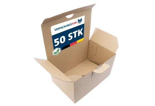 VERPACKUNGSFUXX Versandkarton Karton mit Automatikboden 15 x 10 x 9 cm, 50 Stk., Steckverschluss, 1-wellig, Päckchen