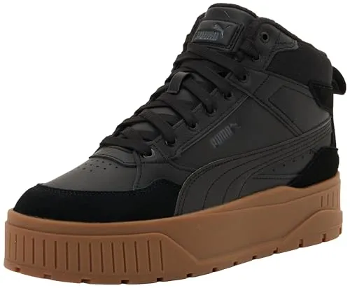 PUMA Karmen II Idol MID WTR Damen-Sneaker - Schwarz, Größe 37,5 - Stylische Damen-Sneaker im Plateau-Stil, aus beschichtetem Leder und Synthetik. Ideal für den Alltag mit robuster Gummi-Außensohle und normaler Passform.