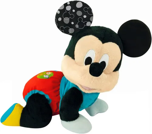 Clementoni® Plüschfigur Disney Baby, Mickey - Krabbel mit mir, mit Sound - Kuscheltiere, fördert motorische Fähigkeiten und interaktive Spielmöglichkeiten mit Musik und Tierlauten.