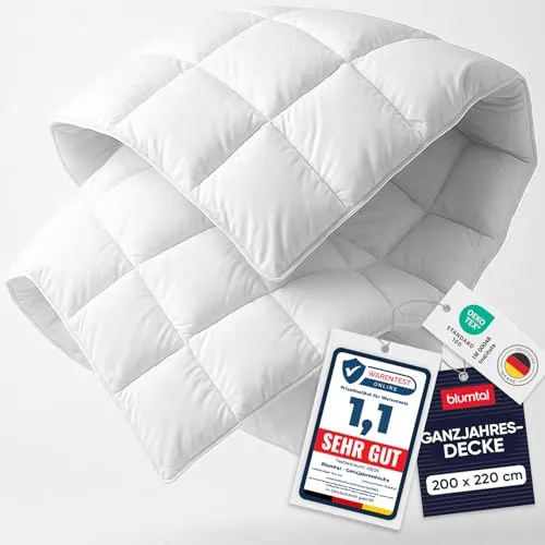 Blumtal Ganzjahresdecke 200x220 cm - Oeko-TEX zertifizierte Alljahresdecke - Bettdecken: Hochwertige Ganzjahresdecke mit mitteldicker Füllmenge von 300 GSM, ideal für alle Jahreszeiten und leicht zu reinigen.