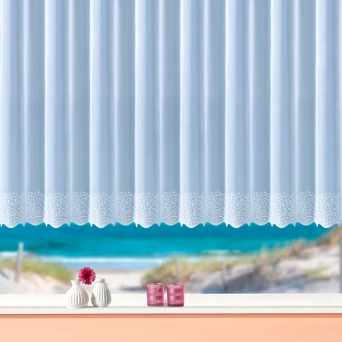 Weckbrodt Gardine Duisburg - Transparente Voile mit Echte Stickerei - Gardinen aus zartem Voile, 450 cm x 145 cm, mit Kräuselband und gebogtem Abschluss für eine elegante Fensterdekoration. Pflegeleicht und lichtdurchlässig für eine angenehme Atmosphäre.