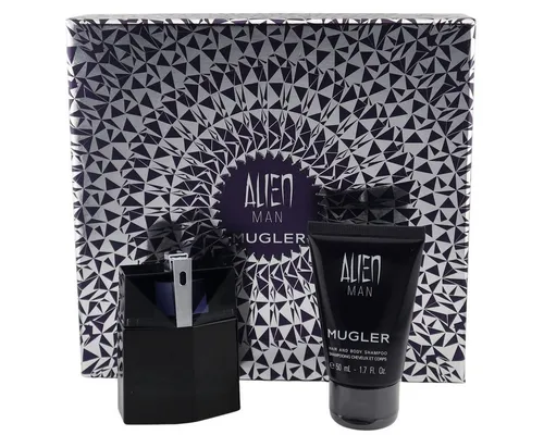 Mugler Alien Man Duft-Set mit Duschgel - Duft-Set mit 50 ml nachfüllbarem Eau de Toilette und Duschgel, perfekt für besondere Anlässe und die kühleren Monate.