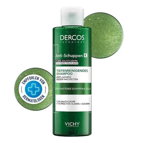 Vichy Dercos Anti-Schuppen K Shampoo - Tiefenreinigendes Shampoo für fettige Kopfhaut, entfernt effektiv Schuppen und Rückstände, beruhigt die Kopfhaut und sorgt für schwereloses Haar.