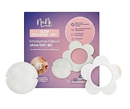 NuNi BH-Stilleinlagen SLIM-Starterset, 10-St. - Hauchdünne, selbstklebende Einmal-Stilleinlagen für diskreten Schutz und höchsten Komfort. Ideal für Mütter, die Wert auf Hygiene und Passform legen. Perfekt für den Alltag und unterwegs.
