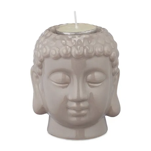 Buddha Teelichthalter, Buddha Figur Deko-Buddha Teelichterhalter Buddha Kopf 2 x