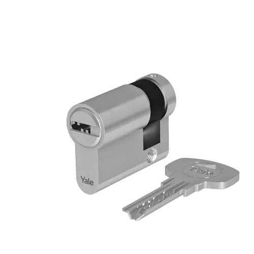 Yale Europrofil Zylinder 1000 PLUS Serie Halbzylinder 30/10mm Nickel matt mit 4 Schlüsseln ideal für Garagentore und Kellertüren