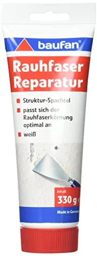 Baufan Rauhfaser Reparatur Spachtel - 330g, weiß | Modellierbare Spachtelmasse für Wand - Ideal für die schnelle und einfache Wandreparatur. Lösungsmittelfreie, gebrauchsfertige Spachtelmasse, die nach nur 1 Stunde überstreichbar ist.