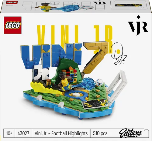 LEGO® Editions 43027 - Vini Jr. – Fußball-Highlights - Vollständiges LEGO Set mit 510 Teilen für kreative Bauabenteuer. Ideal für Kinder ab 10 Jahren, fördert die Fantasie und Teamarbeit in der beliebten Themenwelt Fußball.
