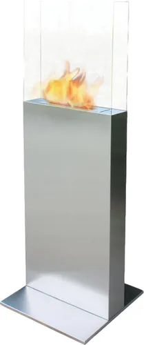 Purline Bioethanol-Kamin Clio, Silber, 45x137x50 cm - Moderner Bioethanol-Kamin aus Edelstahl mit sicherer Keramikfaser. Genießen Sie echte Flammen und Wärme in Ihrem Wohnraum – ganz ohne Rauch und Asche.