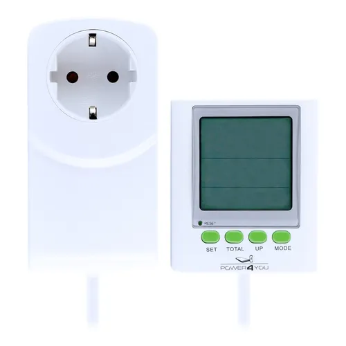 SCHWAIGER 661576 Stromkostenmessgerät - Steckdosenadapter zur genauen Messung Ihres Stromverbrauchs, inkl. separatem Display mit Kabelverlängerung für einfaches Ablesen, ideal zur Vermeidung von Stromfressern.