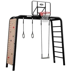 BERG PlayBase Medium TL Black - Ultimate-Set mit Turnringen, Schaukelsitz, Kletterwand und Basketballkorb - Vielseitiges Spielgerät für Kinder: Inklusive Kletterwand, Schaukelsitz und Turnringen. Hohe Belastbarkeit von 400 kg für sicheren Spielspaß im Freien. Ideal für aktive Familien!