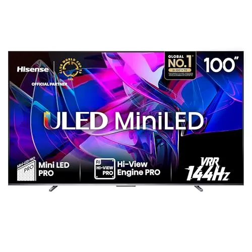 Hisense 4K HDR IQ ULED-TV 100U7KQ - 100 Zoll Ultra HD Fernseher mit Dolby Atmos, Smart TV und beeindruckendem HDR10+ für ein Kinoerlebnis zuhause