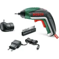 Bosch Akkuschrauber IXO Medium Set (5. Generation) - Akkuschrauber für präzises Arbeiten in Ecken und schmalen Räumen, inklusive Winkelaufsatz und 10 Bits. Ideal für kleine Projekte im Haushalt mit ergonomischem Design für angenehme Handhabung.