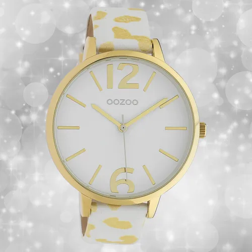 Oozoo Damen Armbanduhr Timepieces Analog Leder weiß gelb UOC10209