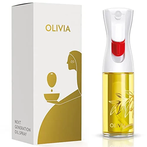 FLAIROSOL OLIVIA 130ml Glas-Ölsprüher - Präzise Ölsprühtechnik für perfekte Ergebnisse - Ölflaschen mit fortschrittlicher Fächersprühdüse für gleichmäßige Abdeckung und Portionskontrolle. Ideal für gesundes Kochen und vielseitige Anwendungen.