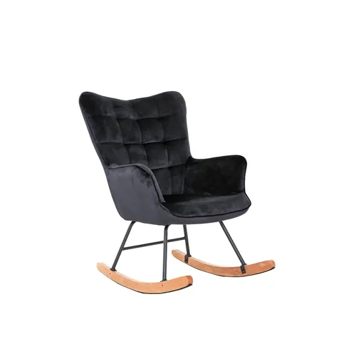 byLIVING Schaukelsessel Richie - Eleganter Schaukelstuhl mit Metallbeinen - Schaukelsessel aus hochwertigem Samt in schwarz, mit FSC®-zertifizierten Holzwerkstoffen und robustem Metallgestell. Ideal für stilvolle Wohnräume.