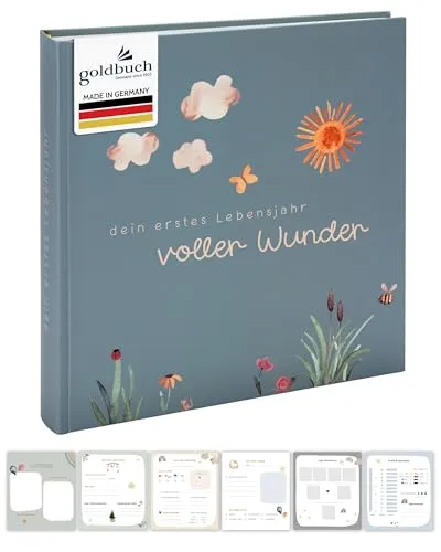 Goldbuch Babyalbum voller Wunder Wiese - Fotoalbum für Babys mit 62 Seiten, davon 58 blanko und 4 illustriert. Hochwertige Leinenstruktur und Pergamin-Trennblätter schützen Fotos vor Vergilbung. Perfekt für die schönsten Erinnerungen ab der Geburt.