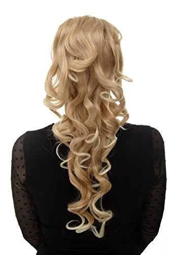 WIG ME UP - Haarteil Zopf voluminös Locken lockig sehr lang (60 cm) + Steckkämme & Gummizug Blond-Mix WK03-27T613