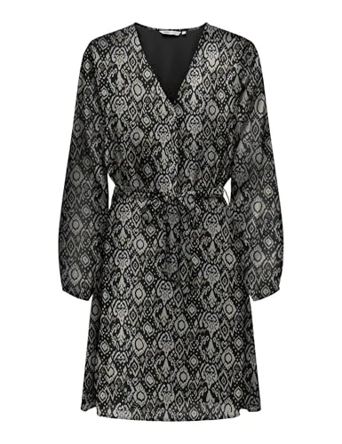 ONLY Female Kurz Kleid - Freizeitkleider für Damen, normal geschnitten mit 3/4 Arm, aus 100% Polyester für hohen Tragekomfort und vielseitige Kombinationsmöglichkeiten.