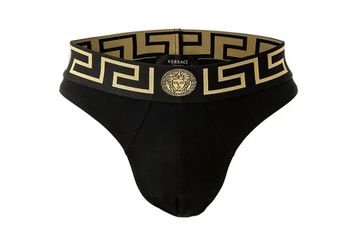 VERSACE Herren Tanga - TOPEKA Slip, String, Thong, Stretch Cotton Schwarz 2XL - Herrenunterhosen in edlem Design mit hohem Tragekomfort, aus weichem Baumwoll-Stretch und legendärem Greca-Muster. Ideal für anspruchsvolle Männer, die Stil und Qualität schätzen.