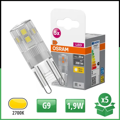 OSRAM HOMELIGHTING G9 LED Lampe 1.9W Warmweiß - Energiesparlampen mit geringerem Energieverbrauch, ideal für dekorative Lichtakzente in Wohnräumen, Gastronomie und Büros. Quecksilberfrei und umweltfreundlich.